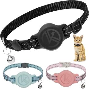 Tile Sticker Holder Cat Tracking Collar (2024) - Breakaway, Reflective Kitten Collar with Bell and Holding Case for Tile by Life360 (Purple)