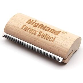 Highland Farms Select أداة العناية بالشعر للكلاب والقطط والخيول، فرشاة العريس الخشبية ذات التصميم المريح، ماكينة العناية بالحيوانات الأليفة الاحترافية، إزالة بدون ألم للشعر القصير والطويل، والفراء والأوساخ - 2.5 بوصة