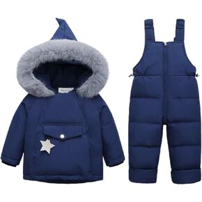 الجنية طفل رضيع الاطفال 2 قطعة سنوسويت مقنعين سترة الثلوج مريلة السراويل Skisuit الشتاء مقاوم للماء أبلى بنين بنات 1-5T in Kuwait