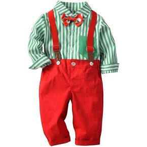 XIFAMNIY Baby Boys Christmas Gentleman Outfit 3 قطع سروال وأعلى مجموعات حديثي الولادة in Kuwait