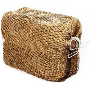 Bloomoak Slow Hay Net Feeder for Horses, Durable Soft Black PE 2/3 String Hay Bales Bags, Fit 36x18x18 to 47x25x17 Inches, Extends 50-64 Inches (2 1.6" Hole/1PC) in Saudi Arabia