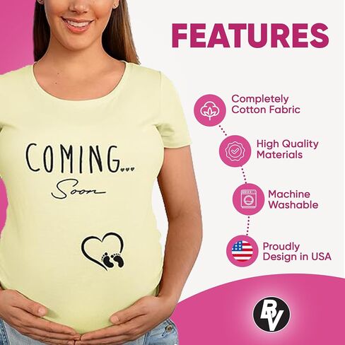 BROOKLYN VERTICAL Maternity Cute Funny New Mom Pregnancy Announcement Short Sleeve Crew Neck T-Shirt in Kuwait