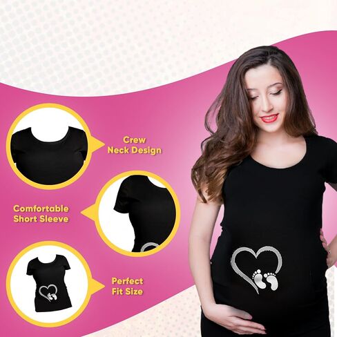 BROOKLYN VERTICAL Maternity Cute Funny New Mom Pregnancy Announcement Short Sleeve Crew Neck T-Shirt in Kuwait
