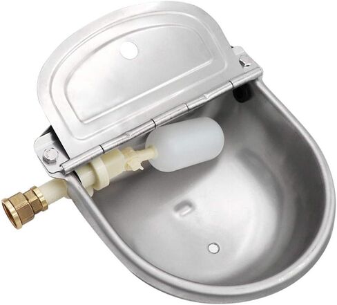 MACGOAL Stainless Steel Water Trough for Animals with Drain Plug and Connector, Automatic Float Water Bowl for Dogs Livestock in Kuwait