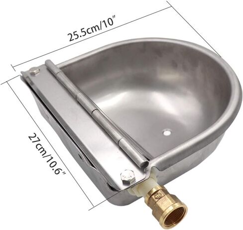 MACGOAL Stainless Steel Water Trough for Animals with Drain Plug and Connector, Automatic Float Water Bowl for Dogs Livestock in Kuwait