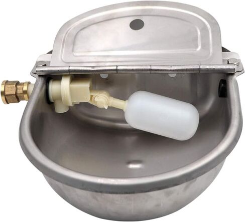 MACGOAL Stainless Steel Water Trough for Animals with Drain Plug and Connector, Automatic Float Water Bowl for Dogs Livestock in Kuwait