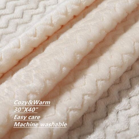 بطانيات الأطفال CREVENT مقاس 76.2 سم × 101.6 سم ناعمة ومريحة ودافئة للأولاد والبنات بلون سادة - للاستخدام في جميع المواسم - أساسيات حديثي الولادة (موجة عاجية/أبيض) in Kuwait
