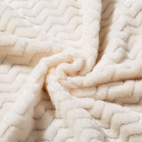 بطانيات الأطفال CREVENT مقاس 76.2 سم × 101.6 سم ناعمة ومريحة ودافئة للأولاد والبنات بلون سادة - للاستخدام في جميع المواسم - أساسيات حديثي الولادة (موجة عاجية/أبيض) in Kuwait