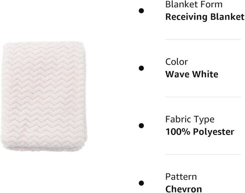 بطانيات الأطفال CREVENT مقاس 76.2 سم × 101.6 سم ناعمة ومريحة ودافئة للأولاد والبنات بلون سادة - للاستخدام في جميع المواسم - أساسيات حديثي الولادة (موجة عاجية/أبيض) in Kuwait