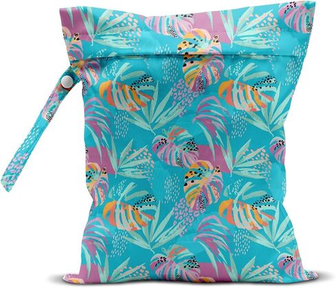 Wet Dry Bag, Wet Bag for Swimsuit, Travel, Beach, Pool, Diapers, Dirty Gym Clothes, Makeup Bag, Camping Accessories, Waterproof Reusable Jungle Tropical Leaves Cheetah Print in Saudi Arabia