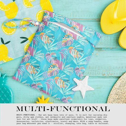 Wet Dry Bag, Wet Bag for Swimsuit, Travel, Beach, Pool, Diapers, Dirty Gym Clothes, Makeup Bag, Camping Accessories, Waterproof Reusable Jungle Tropical Leaves Cheetah Print in Saudi Arabia