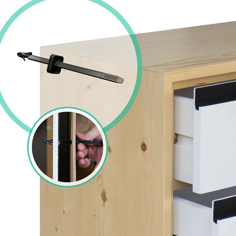 مثبتات أثاث مضادة للطرف من ZIPKWIK (10 عبوات) - نظام تثبيت جداري آمن للأطفال لحماية الطفل - تصميم غير مرئي غير مرئي، مقاوم للزلازل، سهل التركيب لمدة 30 ثانية، مجموعة واسعة من التطبيقات in Kuwait