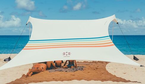 خيمة الشاطئ من Neso Tents مع مرساة رملية، مظلة شمسية محمولة - مقاس 7 × 7 بوصات - زوايا معززة حاصلة على براءة اختراع (قوس قزح) in Saudi Arabia