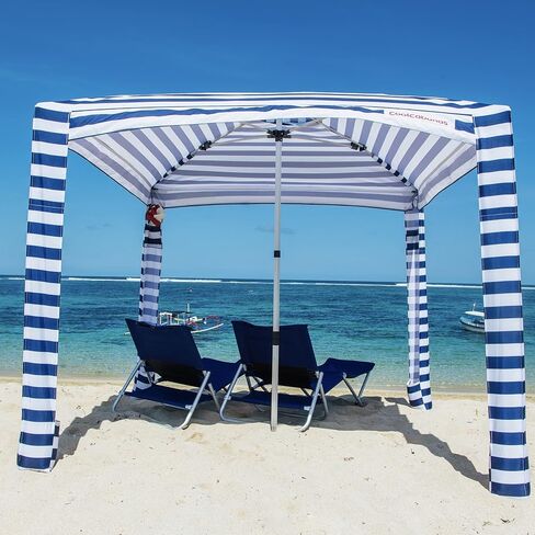 خيمة CoolCabanas Beach Cool Cabana Canopy Sun Shade Shelter - 8 × 8 أو 6'6 × 6'6، سهلة الإعداد، قابلة للطي حتى 3'5 فقط، مثالية لشاطئ العائلة والفناء الخلفي، عامل حماية من الأشعة فوق البنفسجية 50+، الأصلي والأفضل in Kuwait
