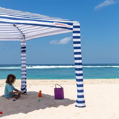 خيمة CoolCabanas Beach Cool Cabana Canopy Sun Shade Shelter - 8 × 8 أو 6'6 × 6'6، سهلة الإعداد، قابلة للطي حتى 3'5 فقط، مثالية لشاطئ العائلة والفناء الخلفي، عامل حماية من الأشعة فوق البنفسجية 50+، الأصلي والأفضل in Kuwait
