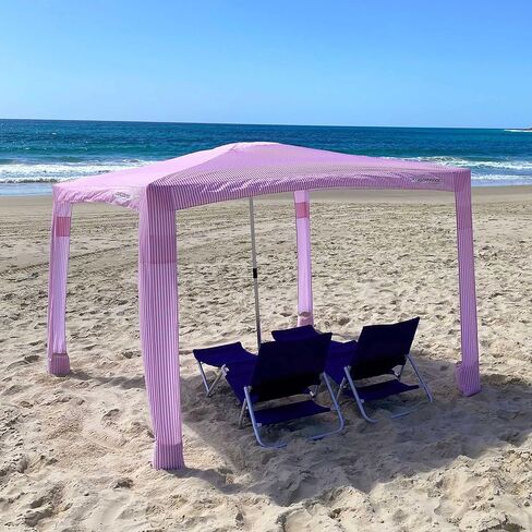 خيمة CoolCabanas Beach Cool Cabana Canopy Sun Shade Shelter - 8 × 8 أو 6'6 × 6'6، سهلة الإعداد، قابلة للطي حتى 3'5 فقط، مثالية لشاطئ العائلة والفناء الخلفي، عامل حماية من الأشعة فوق البنفسجية 50+، الأصلي والأفضل in Kuwait