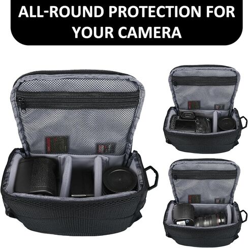 Waterproof Anti-shock Camera Travel Bag - Shoulder Crossbody Sling Bag Medium Soft Padded Case for Men and Women, Compatible with Nikon Canon Sony Pentax Olympus Panasonic DSLR SLR Mirrorless Cameras in Saudi Arabia
