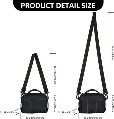 Waterproof Anti-shock Camera Travel Bag - Shoulder Crossbody Sling Bag Medium Soft Padded Case for Men and Women, Compatible with Nikon Canon Sony Pentax Olympus Panasonic DSLR SLR Mirrorless Cameras in Saudi Arabia