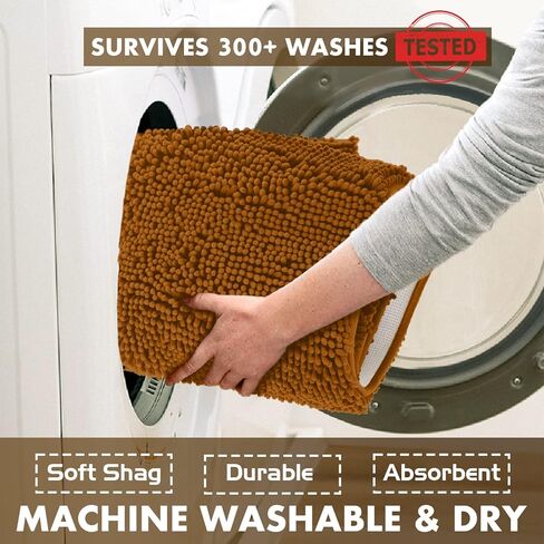 LuxUrux Bath Mat, Extra-Soft Plush Non-Slip Bathroom Rug, Luxury Chenille Microfiber Material, Super Absorbent Shaggy Bath Rug. Machine Wash & Dry (17 x 24, Light Grey) in Kuwait