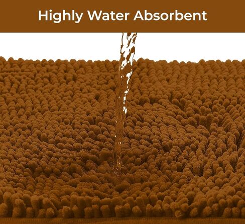 LuxUrux Bath Mat, Extra-Soft Plush Non-Slip Bathroom Rug, Luxury Chenille Microfiber Material, Super Absorbent Shaggy Bath Rug. Machine Wash & Dry (17 x 24, Light Grey) in Kuwait