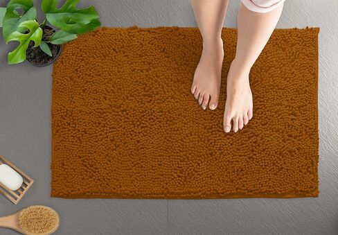 LuxUrux Bath Mat, Extra-Soft Plush Non-Slip Bathroom Rug, Luxury Chenille Microfiber Material, Super Absorbent Shaggy Bath Rug. Machine Wash & Dry (17 x 24, Light Grey) in Kuwait