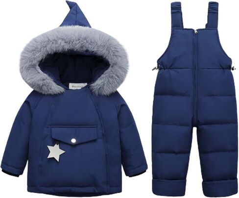 الجنية طفل رضيع الاطفال 2 قطعة سنوسويت مقنعين سترة الثلوج مريلة السراويل Skisuit الشتاء مقاوم للماء أبلى بنين بنات 1-5T in Kuwait
