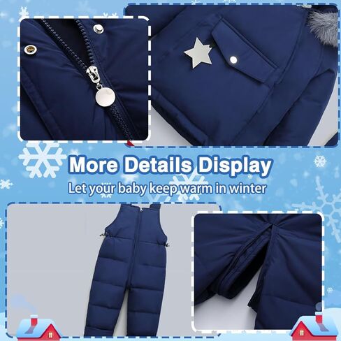 الجنية طفل رضيع الاطفال 2 قطعة سنوسويت مقنعين سترة الثلوج مريلة السراويل Skisuit الشتاء مقاوم للماء أبلى بنين بنات 1-5T in Kuwait