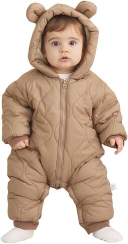 AiWMGL Baby Boy Snowsuit Newborn Winter Jumpsuit Romper Coat Clothes Outwear Onepiece Hoodies Toddler in Saudi Arabia