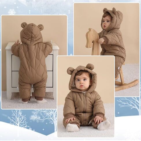 AiWMGL Baby Boy Snowsuit Newborn Winter Jumpsuit Romper Coat Clothes Outwear Onepiece Hoodies Toddler in Saudi Arabia
