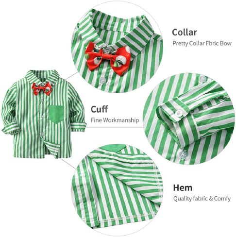 XIFAMNIY Baby Boys Christmas Gentleman Outfit 3 قطع سروال وأعلى مجموعات حديثي الولادة in Kuwait