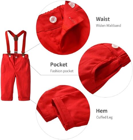 XIFAMNIY Baby Boys Christmas Gentleman Outfit 3 قطع سروال وأعلى مجموعات حديثي الولادة in Kuwait