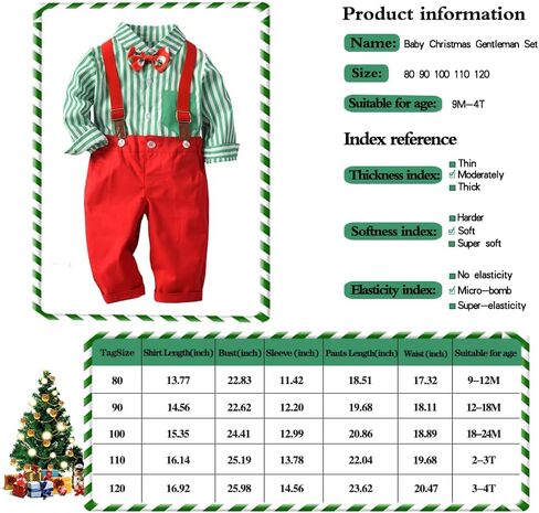 XIFAMNIY Baby Boys Christmas Gentleman Outfit 3 قطع سروال وأعلى مجموعات حديثي الولادة in Kuwait