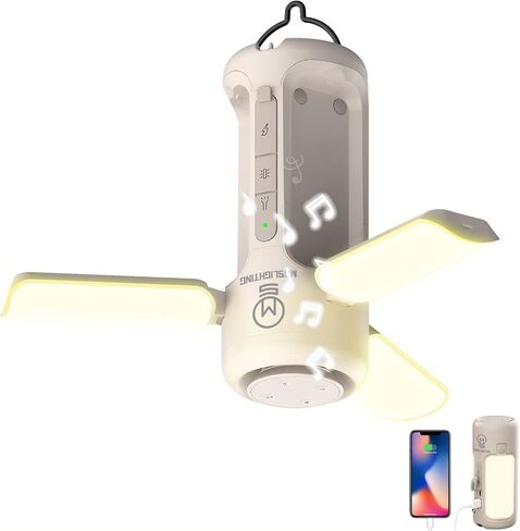 مصباح تخييم قابل لإعادة الشحن من MOSLIGHTING مع مكبر صوت بلوتوث، 10000 مللي أمبير في الساعة، مصباح يدوي LED محمول، فوانيس قابلة للطي، مقاومة للماء IP54، 4 أوضاع تعتيم بدون خطوات، فانوس انقطاع التيار الكهربائي للمنزل in Saudi Arabia