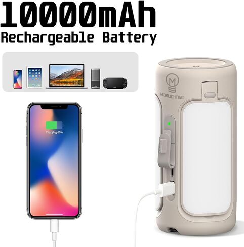 مصباح تخييم قابل لإعادة الشحن من MOSLIGHTING مع مكبر صوت بلوتوث، 10000 مللي أمبير في الساعة، مصباح يدوي LED محمول، فوانيس قابلة للطي، مقاومة للماء IP54، 4 أوضاع تعتيم بدون خطوات، فانوس انقطاع التيار الكهربائي للمنزل in Saudi Arabia