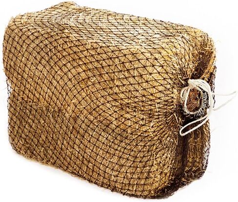 Bloomoak Slow Hay Net Feeder for Horses, Durable Soft Black PE 2/3 String Hay Bales Bags, Fit 36x18x18 to 47x25x17 Inches, Extends 50-64 Inches (2 1.6" Hole/1PC) in Saudi Arabia