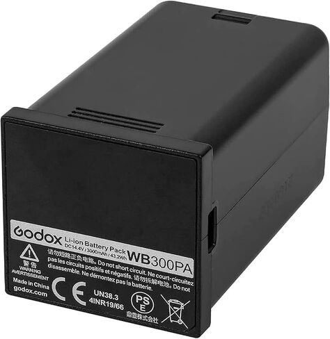 بطارية بديلة من GODOX WB300P WB300PA AD300 Pro AD300Pro، بطارية ليثيوم مع تيار مستمر 14.4 فولت/2600 مللي أمبير في الساعة و320 مرة ومضات كاملة الطاقة WB300PA in Kuwait