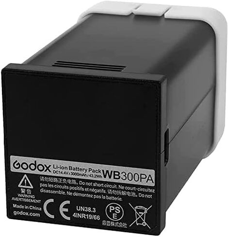 بطارية بديلة من GODOX WB300P WB300PA AD300 Pro AD300Pro، بطارية ليثيوم مع تيار مستمر 14.4 فولت/2600 مللي أمبير في الساعة و320 مرة ومضات كاملة الطاقة WB300PA in Kuwait