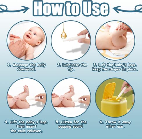 اديليديون مخفف للغازات والمغص للاطفال الرضع، عصا لتخفيف المغص وانتفاخ البطن، لتخفيف الإمساك الفوري لحديثي الولادة من الاولاد والبنات من 12 قطعة in Kuwait