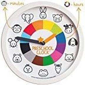 Preschool Collection Color Clock - Time Teacher 10 Inch Educational Silent Wall Clock with Colored Numbers - Easy to Read Analog Dial for Teacher's Classrooms, Kid's Bedroom & Children Playroom in Kuwait