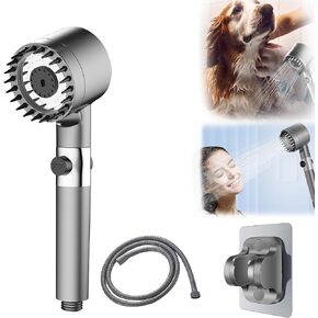 رأس دش مع رأس دش محمول بالضغط العالي 3 أوضاع رذاذ مع صمام تشغيل/إيقاف للحمامات - مثالي للبالغين والأطفال والحيوانات الأليفة in Kuwait