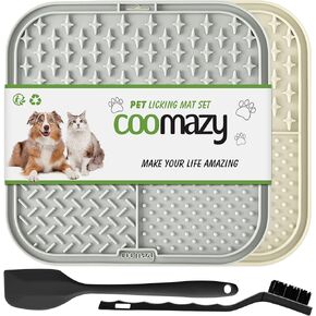 Coomazy Lick Mat for Dog and Cat, Slow Feeder & Non-Slip Design, Boredom and Anxiety Reducer, Suitable for Food, Treats, Yogurt, Peanut Butter and Liver Paste, Non-Toxic, 2-Packs in Kuwait