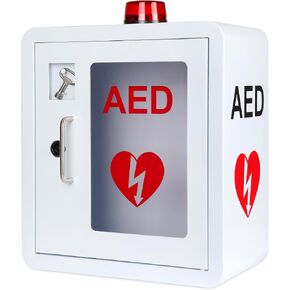 MANSAIN AED Wall Mounted Storage Cabinet, Automatic defibrillator Cabinet, Stainless Steel Material with Alarm Light and Two Keys, Suitable for All AED defibrillators,14.2 * 7.9 * 15.8 lnch in Saudi Arabia