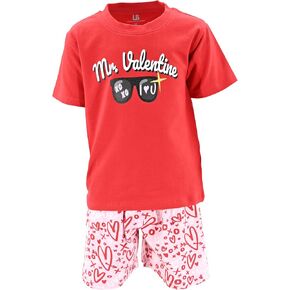 Unique Baby Boys Valentine's Day Tic Tac Toe T-shirt with XO Shorts