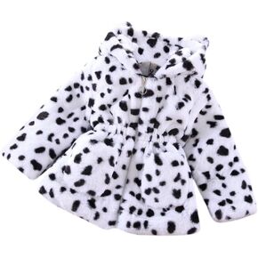 IBTOM CASTLE Kids Girls Boys Fall Winter Leopard Long Sleeve Faux Fur Hooded Coat Jacket Thick Fleece Windproof Parka Outwear