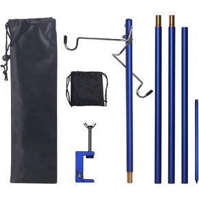 HIKEMAN Folding Lantern Stand Pole Portable Lamp Stand Hook Collapasible Light Stand Holder for Camping Fishing Picnic BBQ Outdoor Activities (Black) in Saudi Arabia