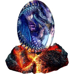 ACOCOFE Lava Dragons Egg, Crystal Dragon Egg with Luminous Base, Handmade Sculpture Dragon Eggs Resin Ornaments, Gift for Christmas, Birthdays, Graduation, Holidays, Back to School (Green with Base)