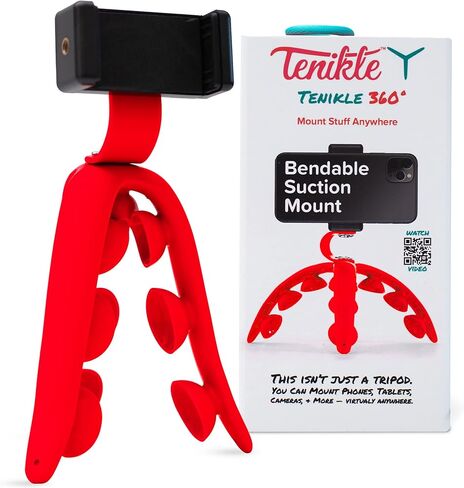 Tenikle® 360° - حامل ثلاثي مرن لكاميرا GoPro، كما يظهر على Shark Tank، حامل للكاميرا والهاتف قابل للانحناء، حامل، متوافق مع iPhone وAndroid (أسود) in Kuwait