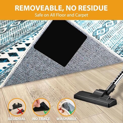 SAEUYVB [30 PCS Rug Tape, Carpet Stickers, Non Slip Rug Pads for Hardwood Floors and Tiles, Double Sided Non-Slip Carpet Tape,Reusable and Washable Rug Corner Grippers for Area Rugs in Kuwait