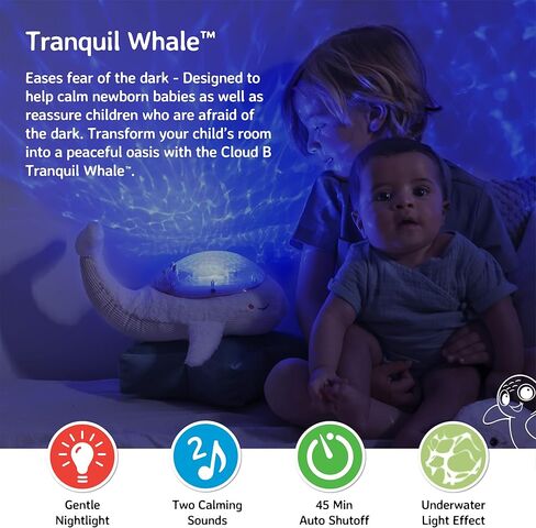 ضوء ليلي لجهاز عرض المحيط Cloud b مع أصوات بيضاء مهدئة | إعدادات قابلة للتعديل وإيقاف تلقائي | Tranquil Turtle™ - أكوا in Kuwait