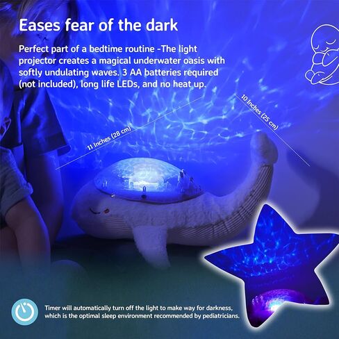 ضوء ليلي لجهاز عرض المحيط Cloud b مع أصوات بيضاء مهدئة | إعدادات قابلة للتعديل وإيقاف تلقائي | Tranquil Turtle™ - أكوا in Kuwait